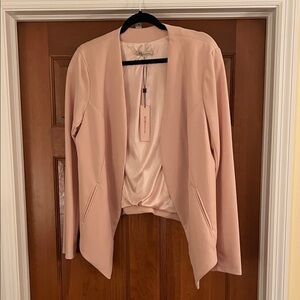 BCBGeneration Blush Pink Open-Front Draped Blazer